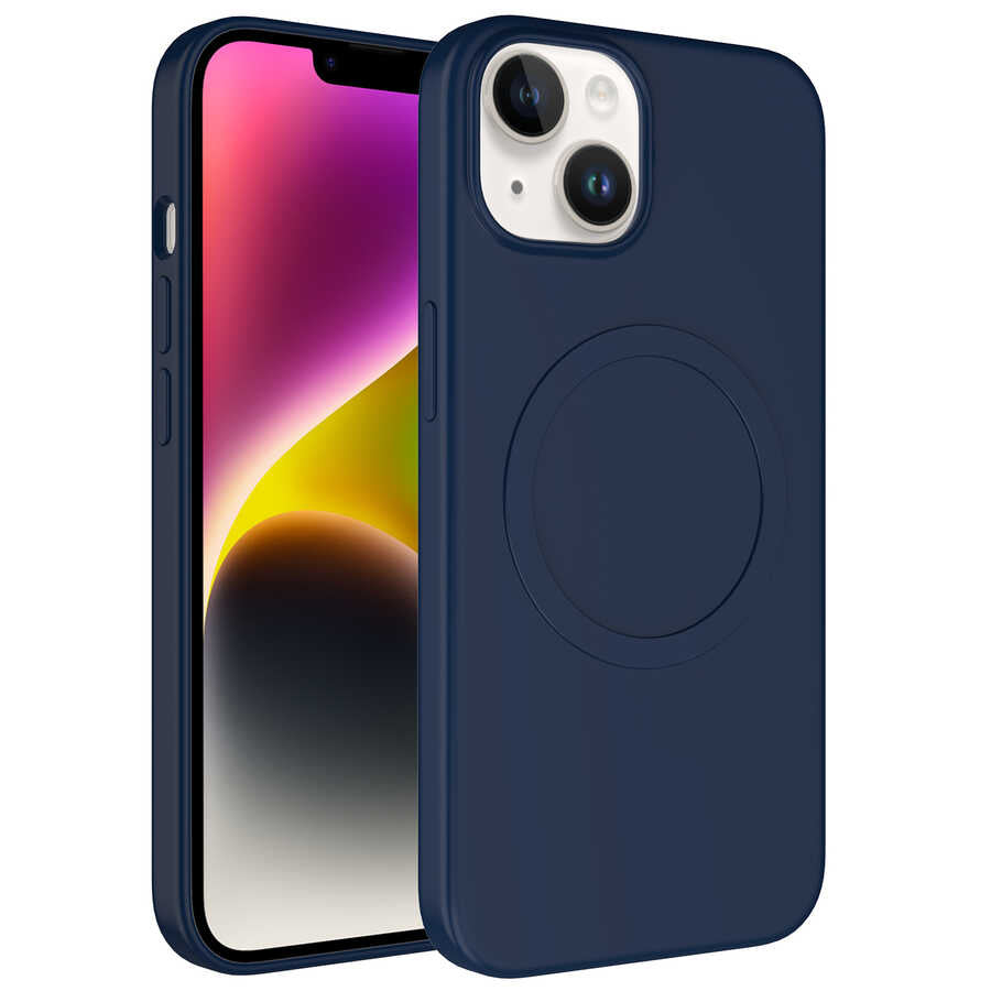 Apple iPhone 13 Kılıf M-safe Wireless Şarj Özellikli Pastel Renk Silikon Zore Plas Kapak Pembe Açık