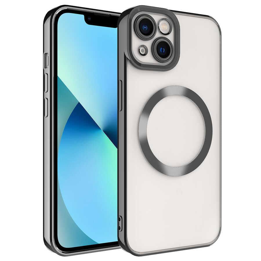 Apple iPhone 13 Kılıf M-safe Wireless Şarj Özellikli Zore Setro Silikon Rose Gold