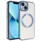 Apple iPhone 13 Kılıf M-safe Wireless Şarj Özellikli Zore Setro Silikon Mavi
