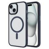 Apple iPhone 13 Kılıf Mat Arka Yüzey Wireless Şarj Özellikli Zore Flet M-safe Kapak Lacivert