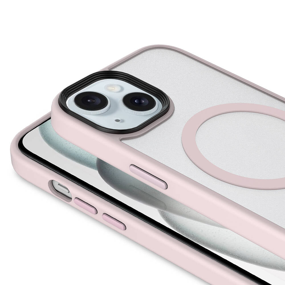Apple iPhone 13 Kılıf Mat Arka Yüzey Wireless Şarj Özellikli Zore Flet M-safe Kapak Mavi