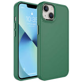 Apple iPhone 13 Kılıf Metal Çerçeve ve Buton Tasarımlı Sert Zore Botox Kapak Koyu Yeşil