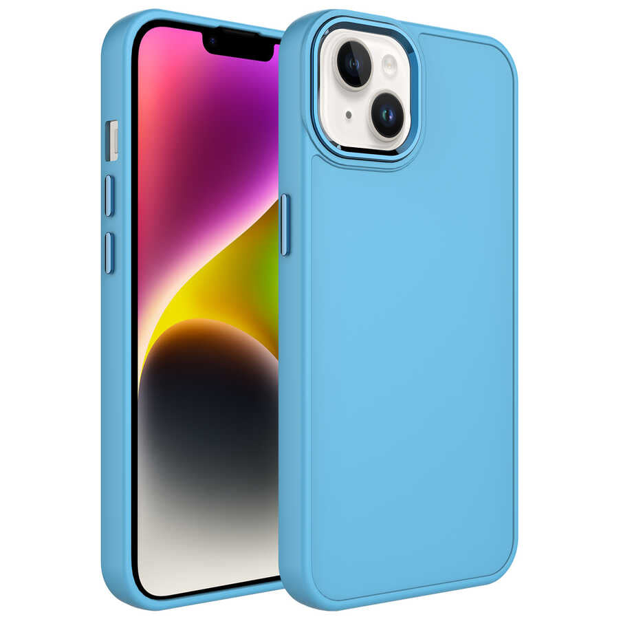 Apple iPhone 13 Kılıf Metal Çerçeve ve Buton Tasarımlı Silikon Zore Luna Kapak Siyah