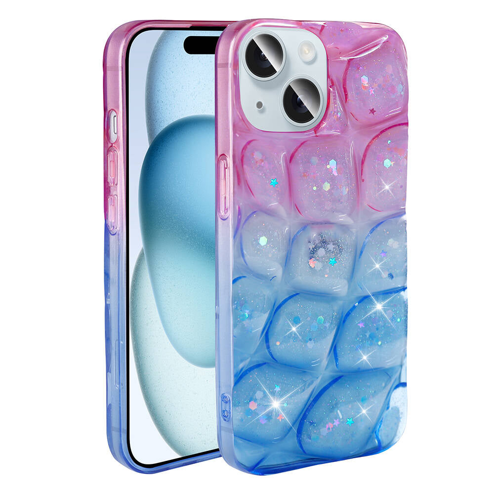 Apple iPhone 13 Kılıf Simli 3D Desenli Zore Hacar Kapak Beyaz