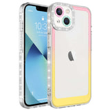 Apple iPhone 13 Kılıf Simli ve Renk Geçiş Tasarımlı Lens Korumalı Zore Park Kapak Mor-Beyaz