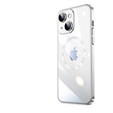 Apple iPhone 13 Kılıf Wireless Şarj Özellikli Sert PC Zore Riksos M-safe Kapak Gümüş