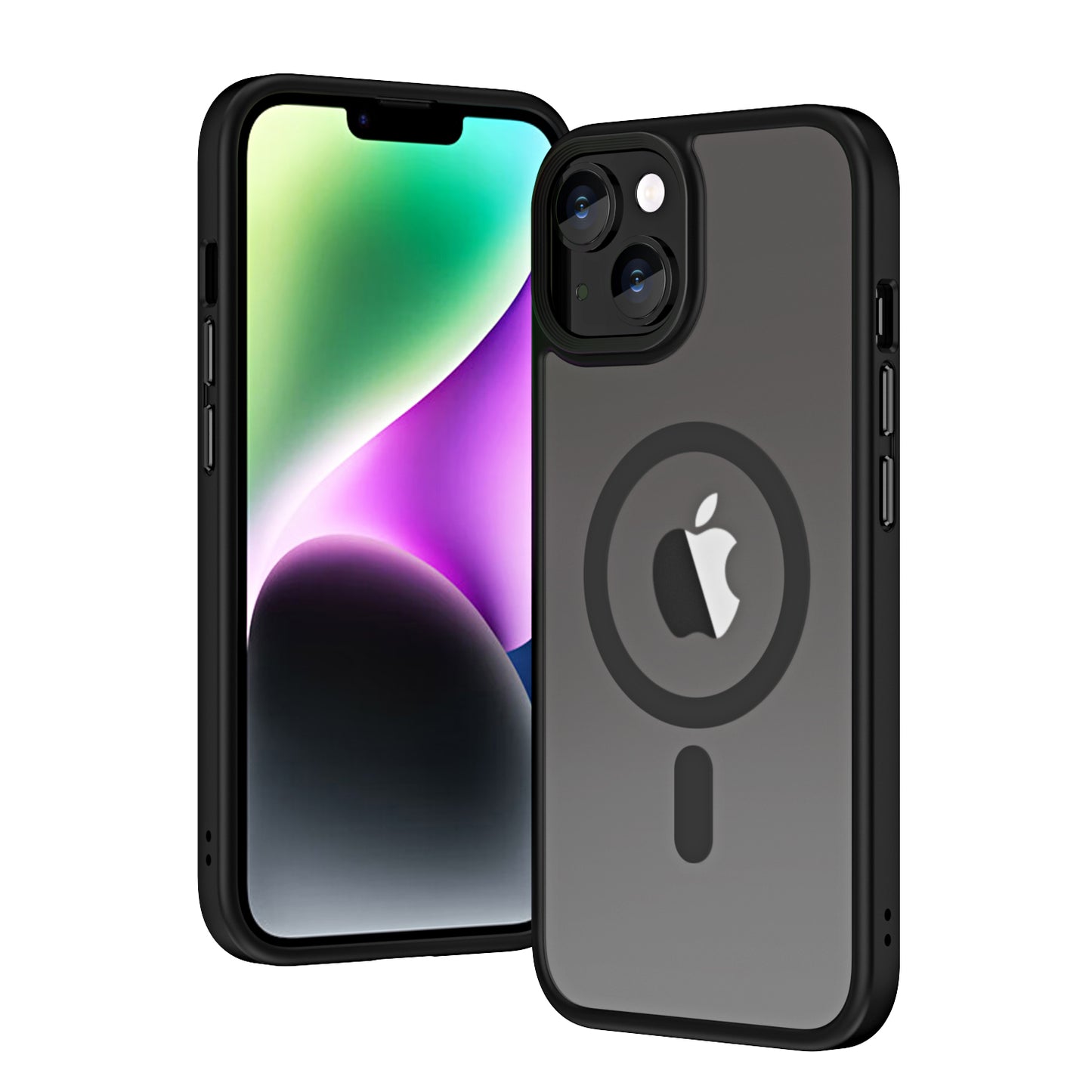 Apple iPhone 13 Kılıf Wireless Şarj Özellikli Zore Hibrit M-safe Kapak Siyah