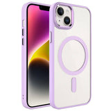Apple iPhone 13 Kılıf Wireless Şarj Özellikli Zore Krom M-safe Silikon Kapak Pembe Açık