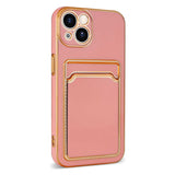Apple iPhone 13 Kılıf Zore Bark Kartlıklı Kapak Rose Gold