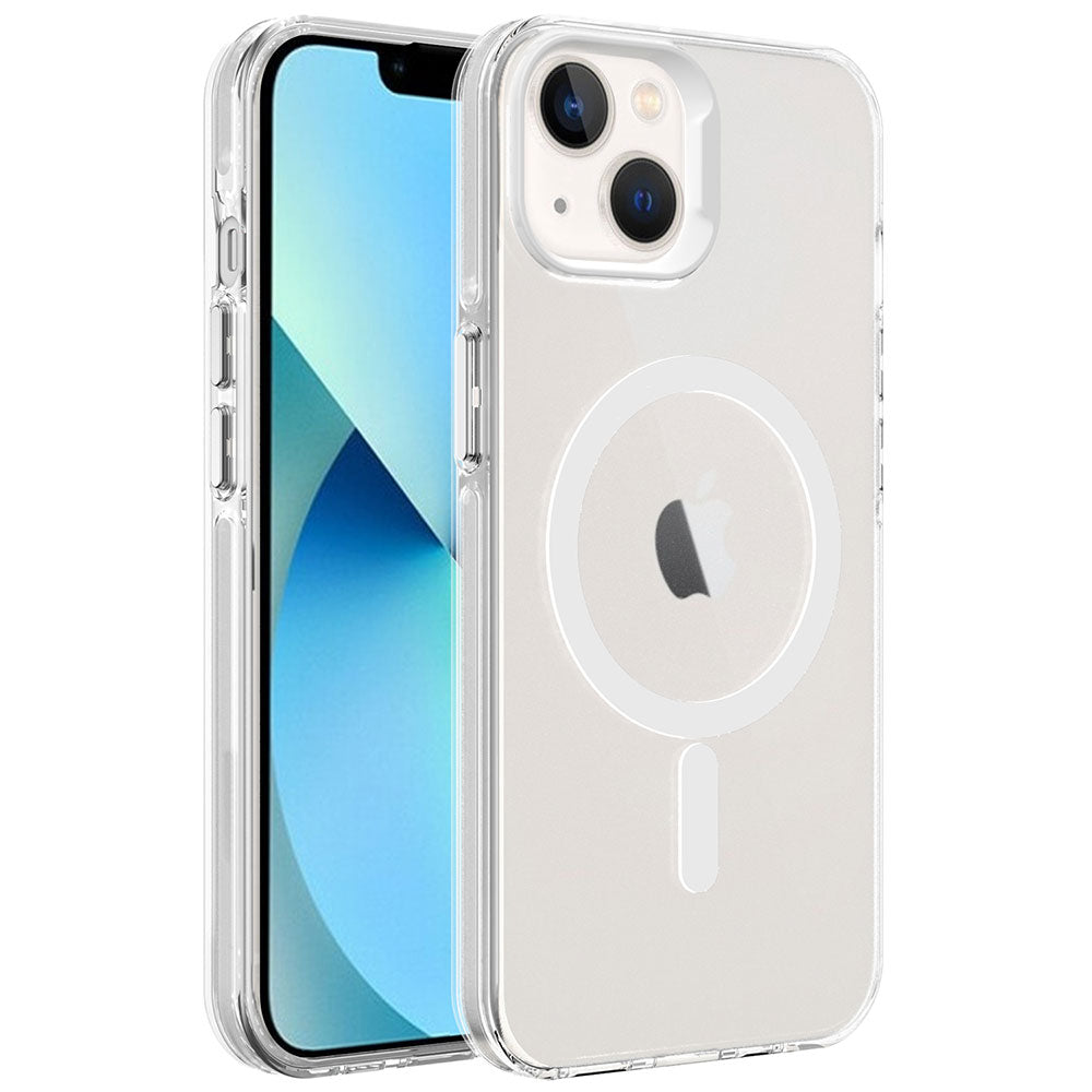 Apple iPhone 13 Kılıf Zore M-safe Şarj Özellikli Buzlu Transparan C-Pro Sert Kapak Yeşil