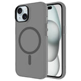 Apple iPhone 13 Kılıf Zore M-safe Şarj Özellikli Buzlu Transparan C-Pro Sert Kapak Koyu Gri