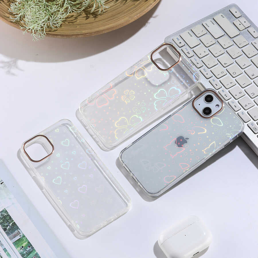 Apple iPhone 13 Kılıf Zore Sidney Desenli Sert Kapak Heart No1