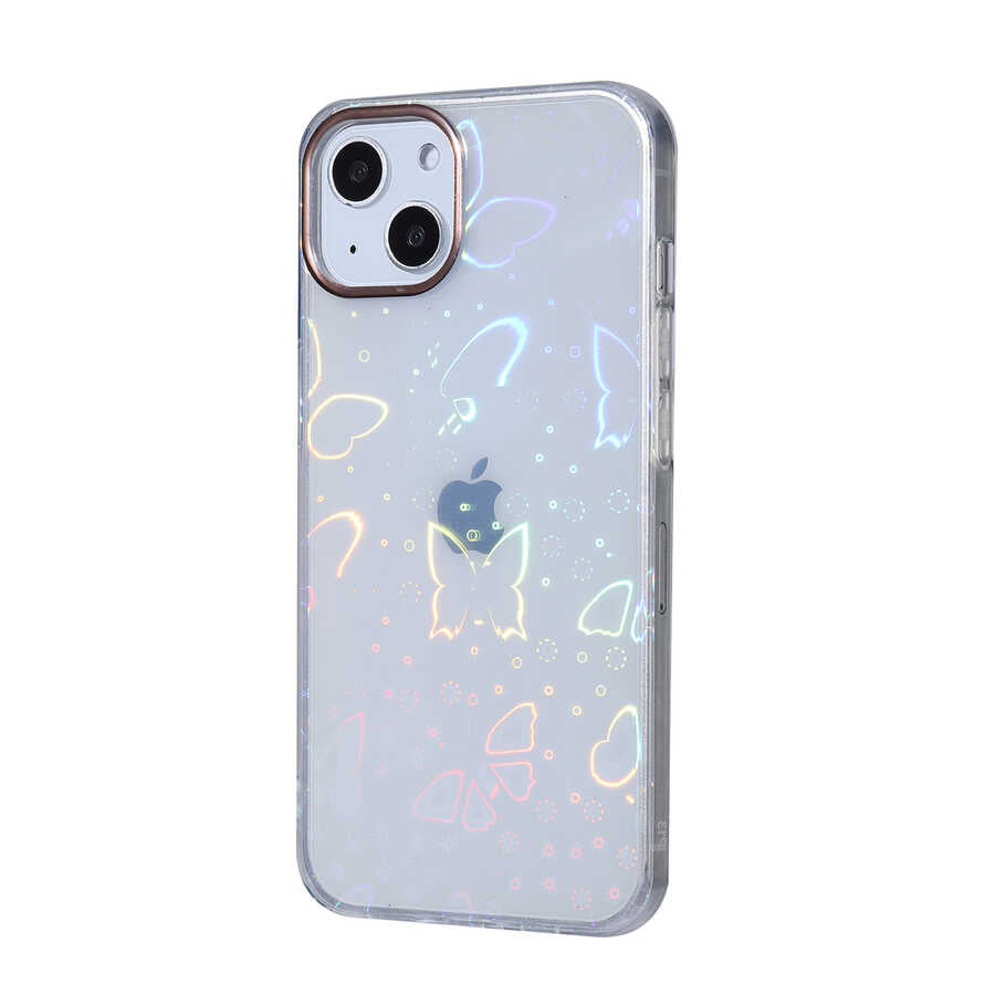 Apple iPhone 13 Kılıf Zore Sidney Desenli Sert Kapak Flower No3