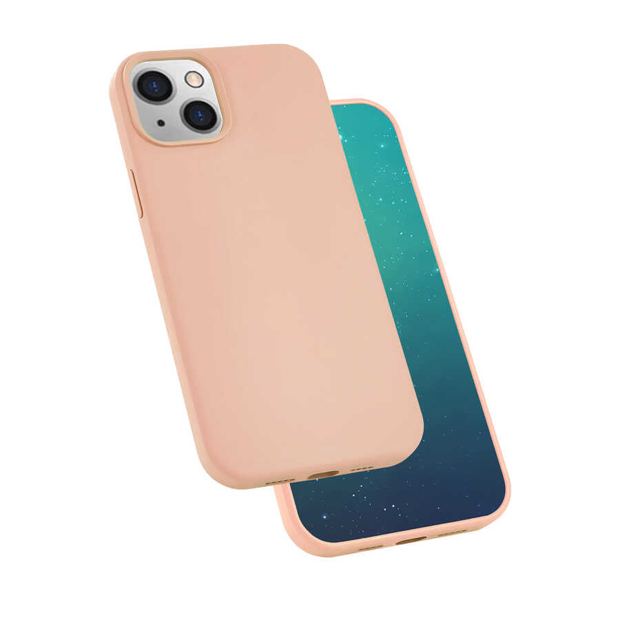 Apple iPhone 13 Kılıf Zore Silk Silikon Pembe