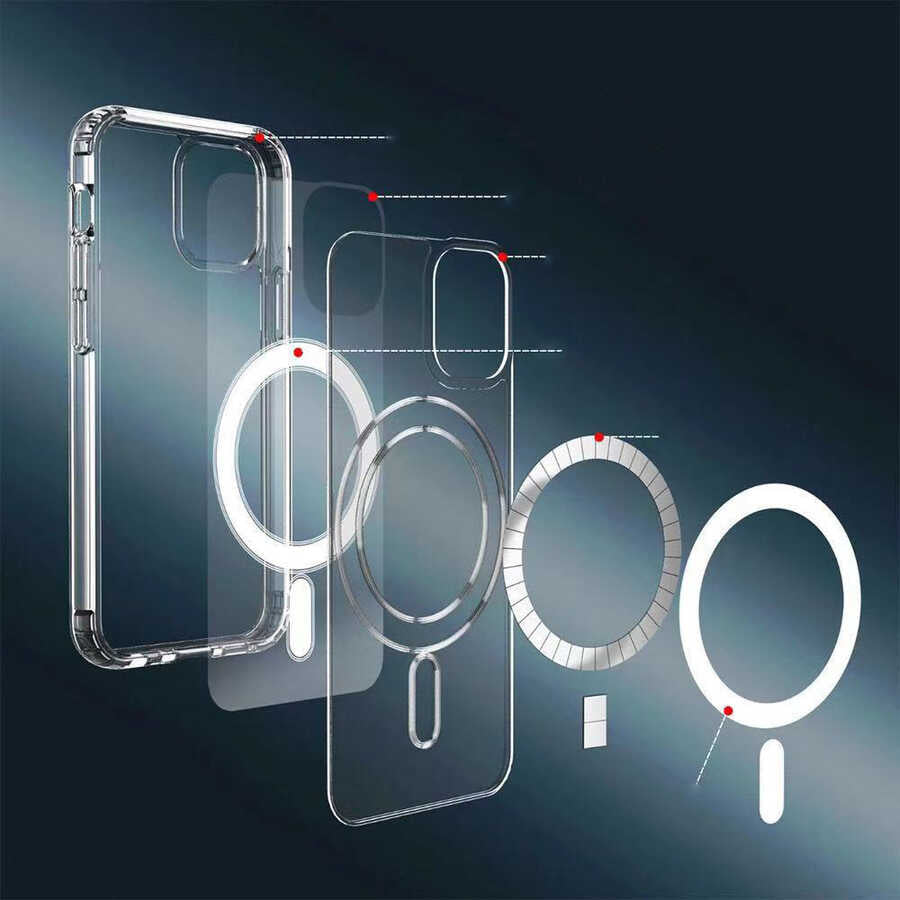 Apple iPhone 13 Kılıf Zore Tacsafe Wireless Kapak Renksiz