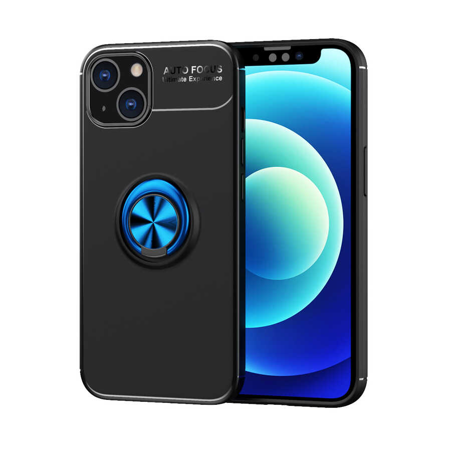 Apple iPhone 13 Mini Kılıf Zore Ravel Silikon Kapak Siyah-Mavi