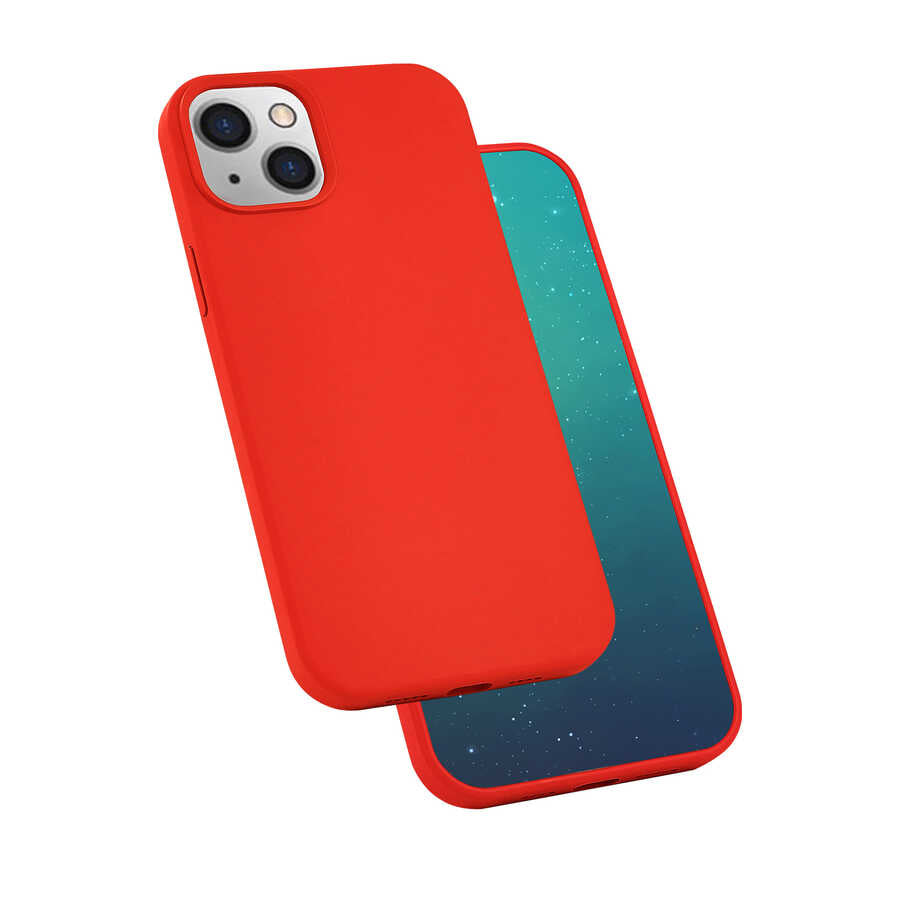 Apple iPhone 13 Mini Kılıf Zore Silk Silikon Kırmızı
