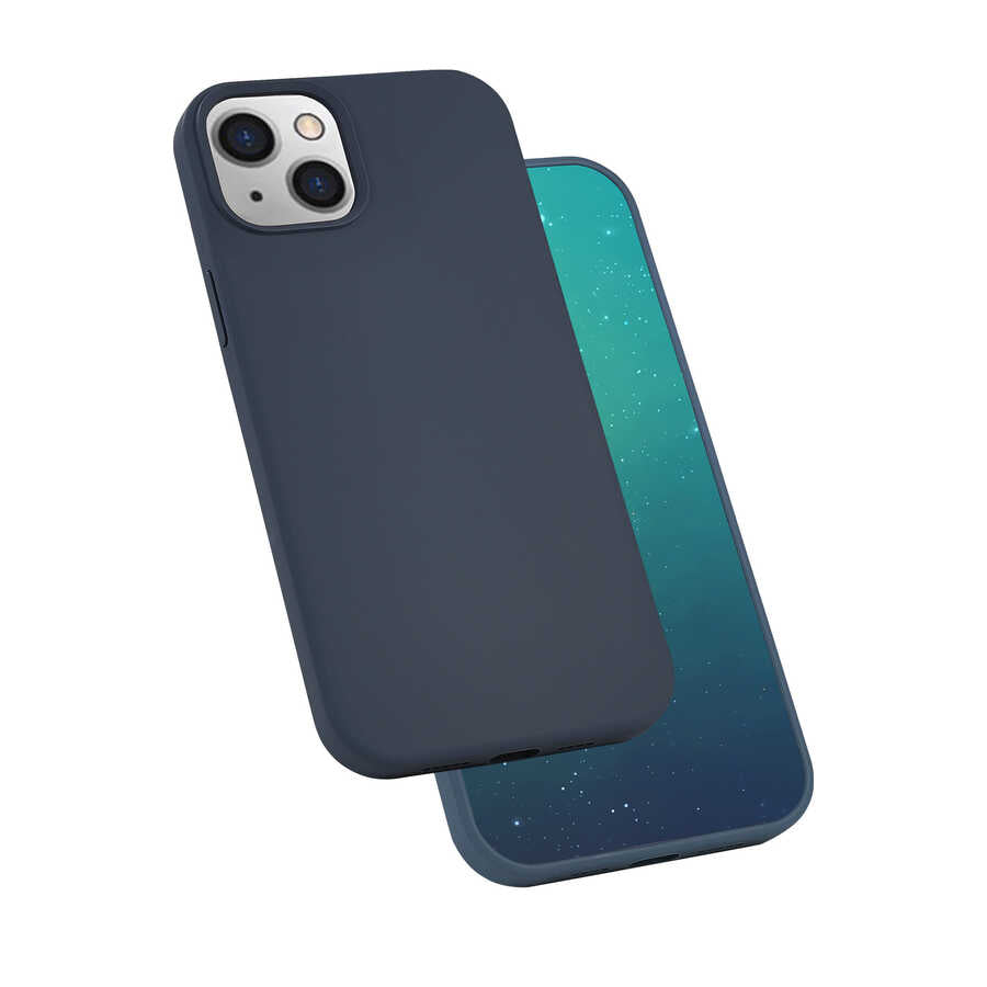 Apple iPhone 13 Mini Kılıf Zore Silk Silikon Lacivert