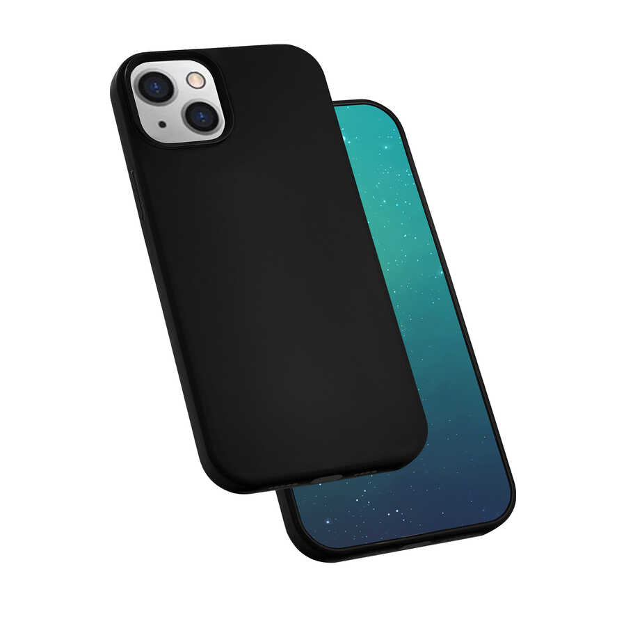 Apple iPhone 13 Mini Kılıf Zore Silk Silikon Siyah