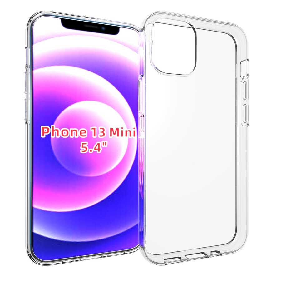 Apple iPhone 13 Mini Kılıf Zore Süper Silikon Kapak Renksiz