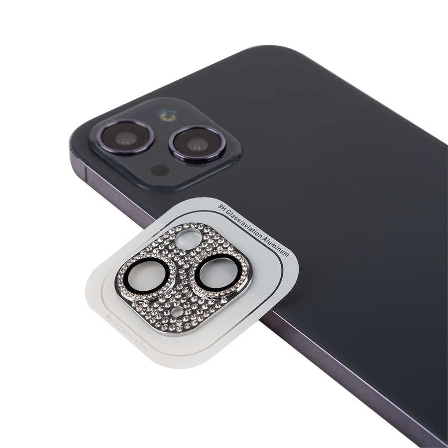 Apple iPhone 13 Mini Zore CL-08 Kamera Lens Koruyucu Gümüş