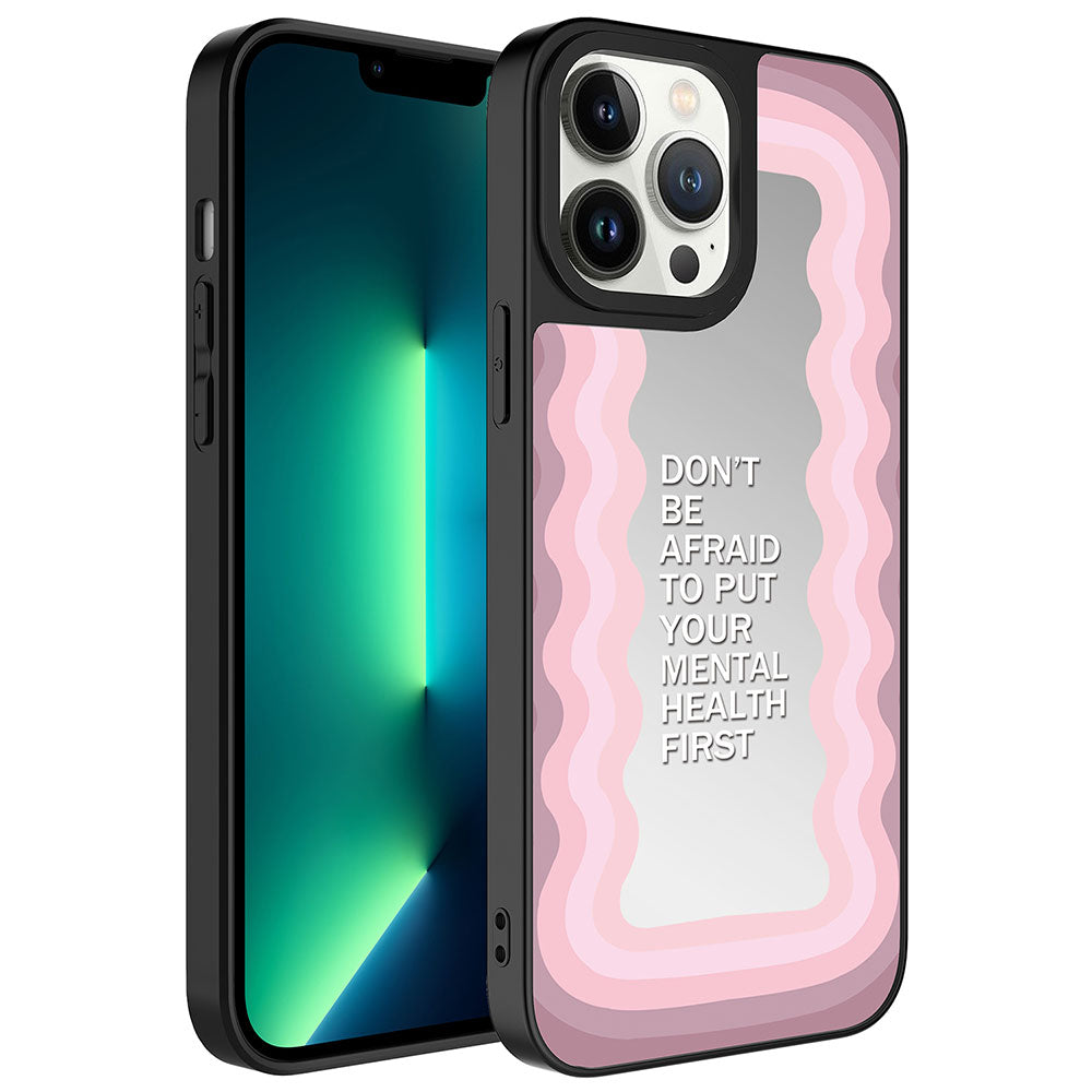Apple iPhone 13 Pro Kılıf Aynalı Desenli Kamera Korumalı Parlak Zore Mirror Kapak Ayna
