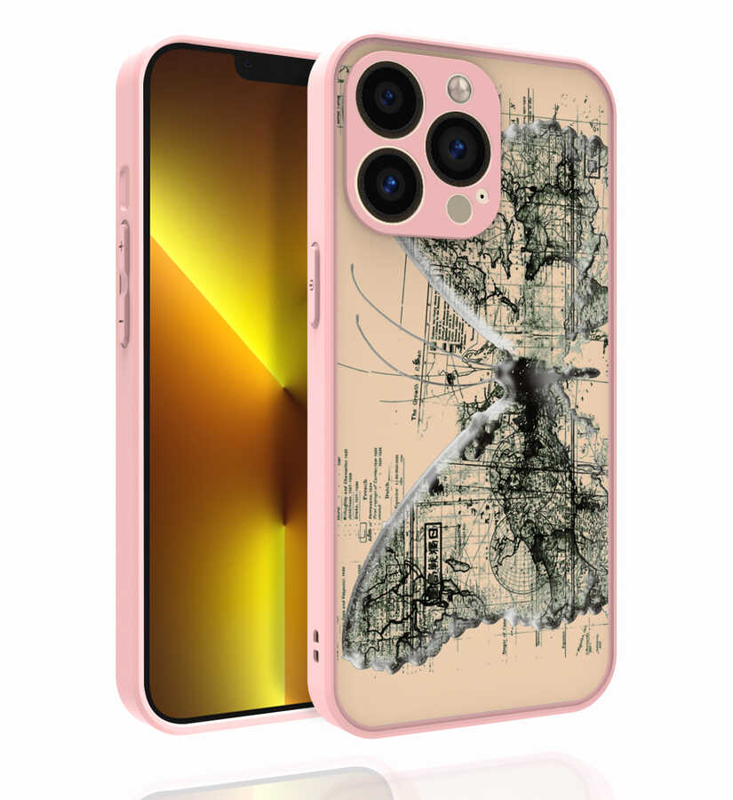 Apple iPhone 13 Pro Kılıf Desenli Kamera Korumalı Parlak Zore Nora Kapak NO4