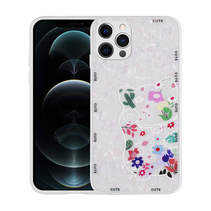 Apple iPhone 13 Pro Kılıf Desenli Sert Silikon Zore Mumila Kapak Lilac Bear