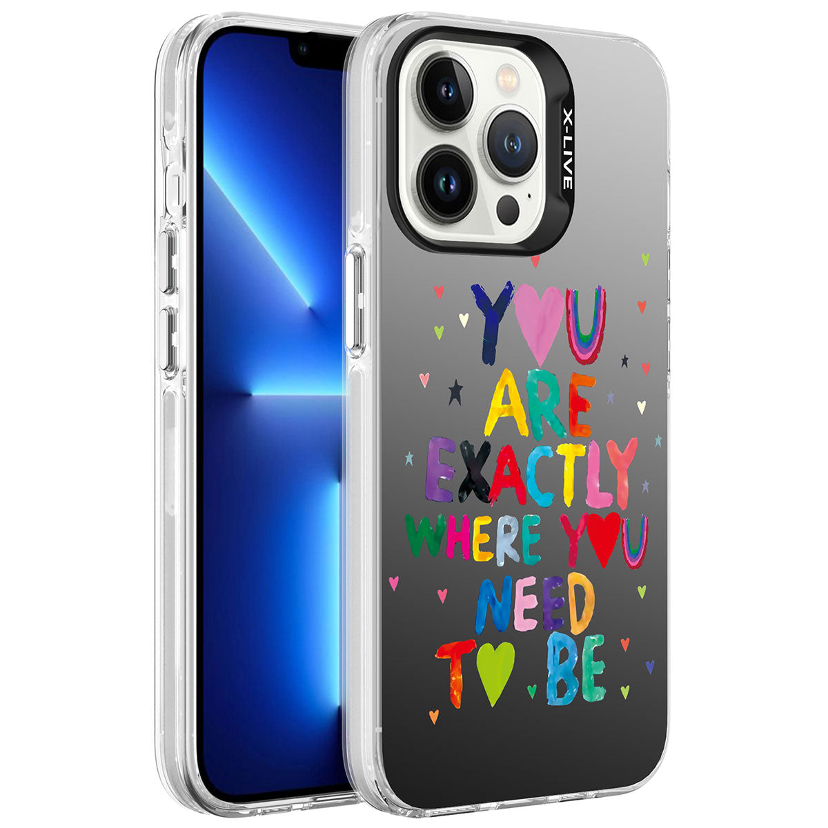 Apple iPhone 13 Pro Kılıf Desenli Zore Silver Sert Kapak Mottolar