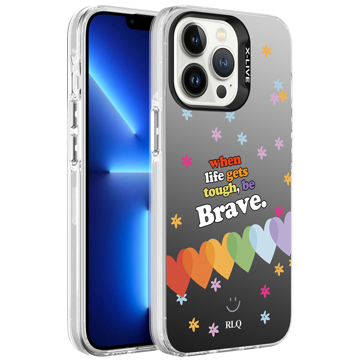 Apple iPhone 13 Pro Kılıf Desenli Zore Silver Sert Kapak Kalp