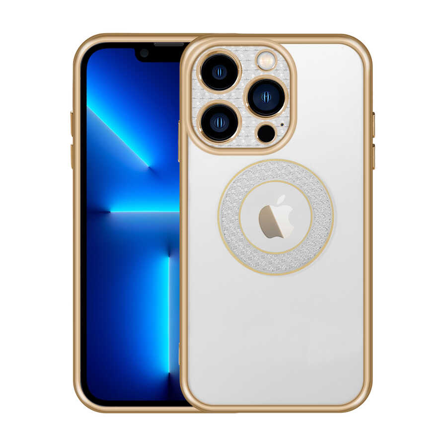 Apple iPhone 13 Pro Kılıf Kamera Korumalı Logo Gösteren Zore Esta Kapak Rose Gold