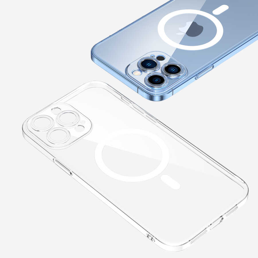 Apple iPhone 13 Pro Kılıf Kamera Korumalı M-safe Sert PC Zore Porto Kapak Renksiz