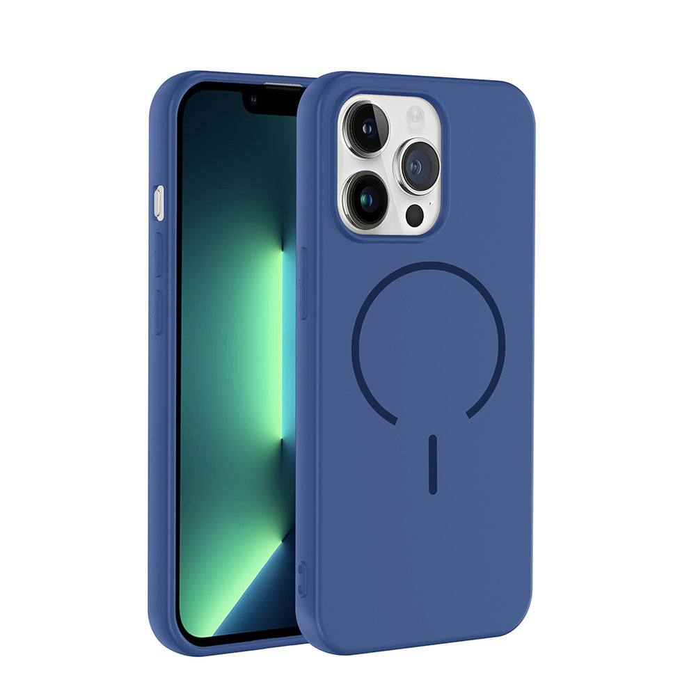 Apple iPhone 13 Pro Kılıf M-safe Şarj Özellikli Meta Kapak Lacivert