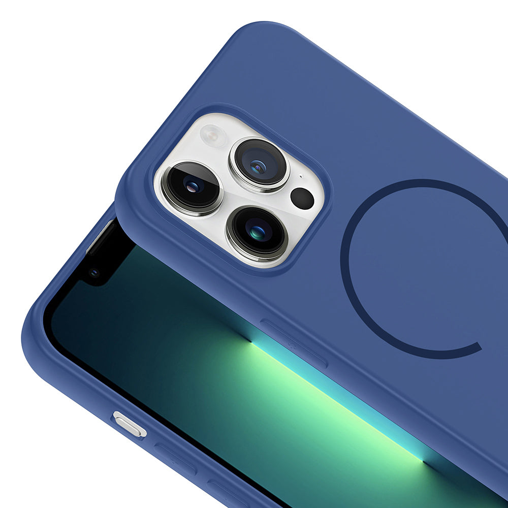 Apple iPhone 13 Pro Kılıf M-safe Şarj Özellikli Meta Kapak Lacivert