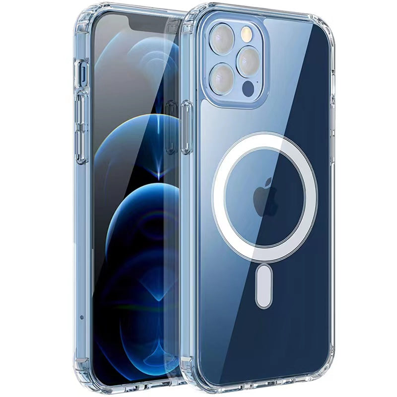 Apple iPhone 13 Pro Kılıf M-safe Şarj Özellikli Şeffaf Sert PC Zore Embos Kapak Renksiz