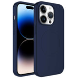 Apple iPhone 13 Pro Kılıf M-safe Wireless Şarj Özellikli Pastel Renk Silikon Zore Plas Kapak Lacivert