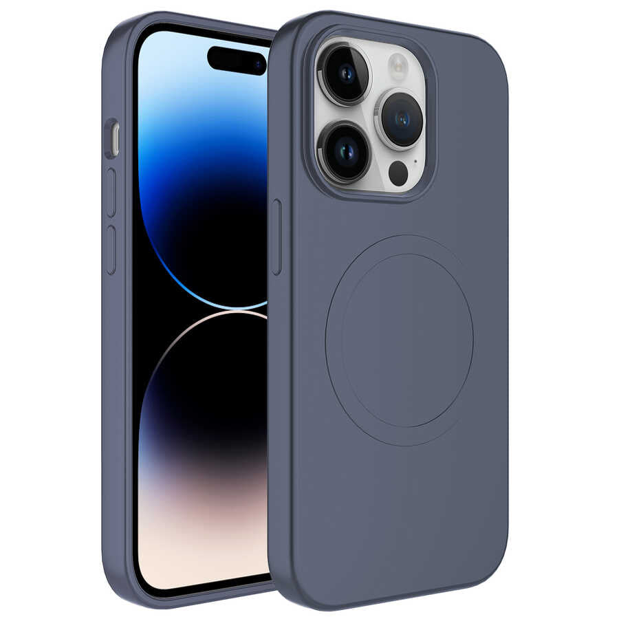 Apple iPhone 13 Pro Kılıf M-safe Wireless Şarj Özellikli Pastel Renk Silikon Zore Plas Kapak Lavendery Gray