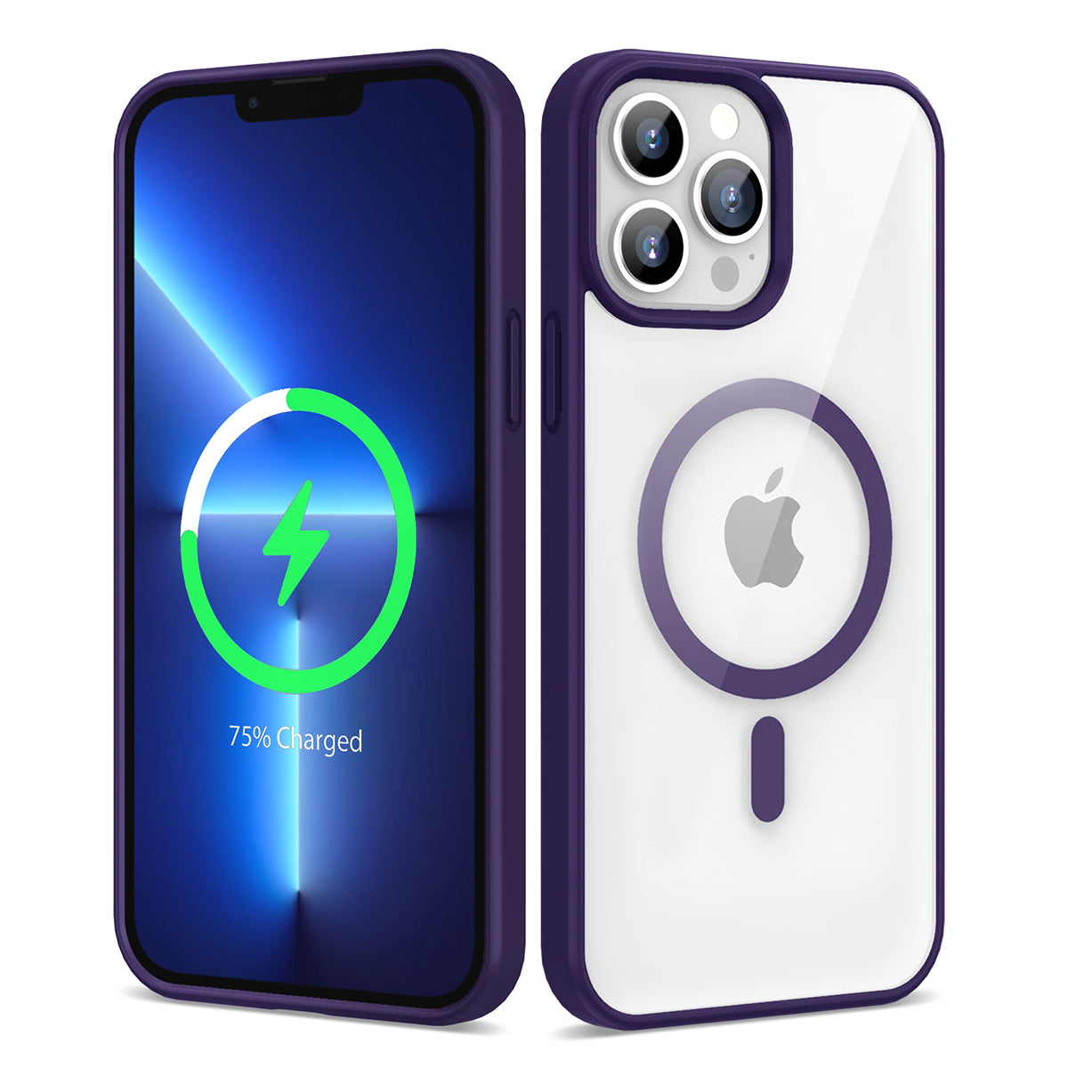 Apple iPhone 13 Pro Kılıf M-safe Wireless Şarj Özellikli Silikon Zore Ege Kapak Derin Mor