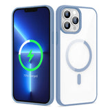 Apple iPhone 13 Pro Kılıf M-safe Wireless Şarj Özellikli Silikon Zore Ege Kapak Açık Mavi