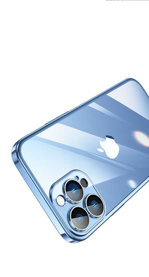 Apple iPhone 13 Pro Kılıf Sert PC Renkli Çerçeveli Zore Riksos Kapak Gümüş
