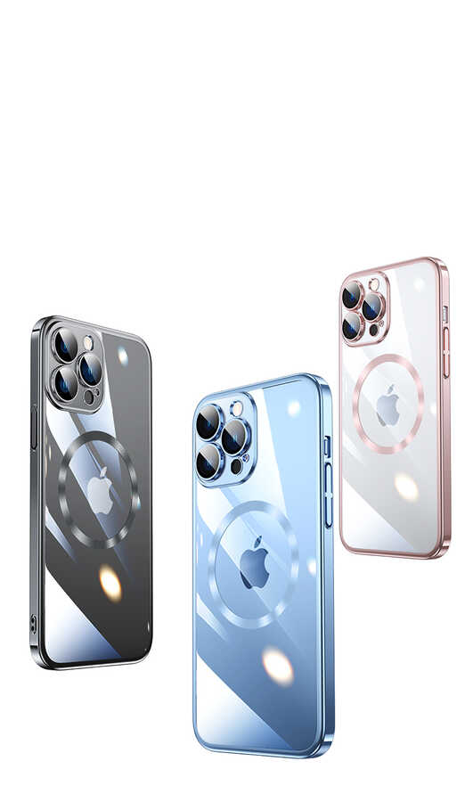 Apple iPhone 13 Pro Kılıf Wireless Şarj Özellikli Sert PC Zore Riksos M-safe Kapak Siyah