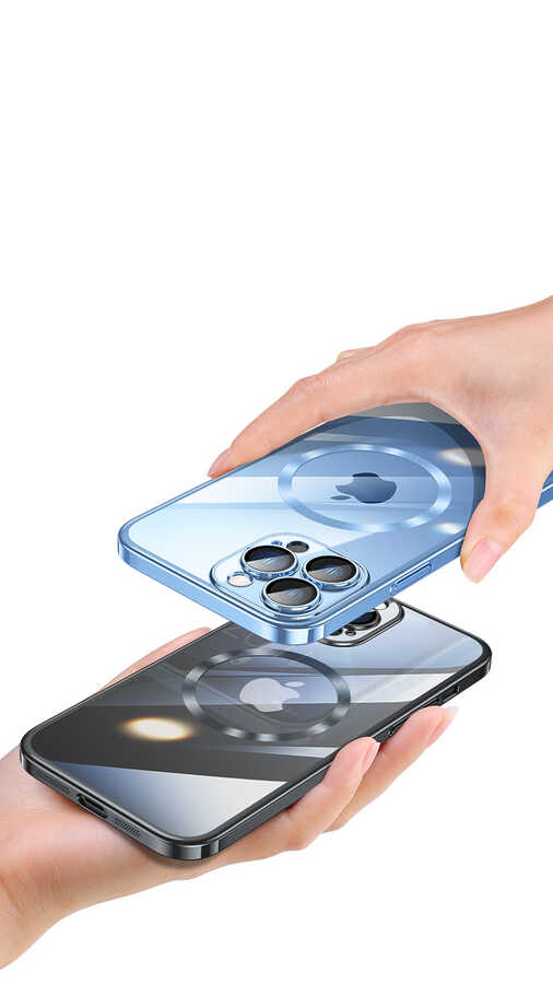 Apple iPhone 13 Pro Kılıf Wireless Şarj Özellikli Sert PC Zore Riksos M-safe Kapak Siyah