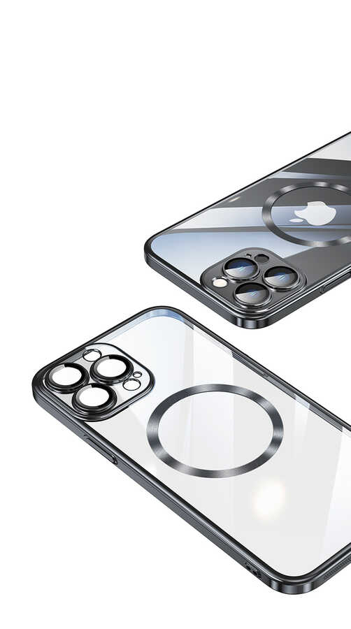 Apple iPhone 13 Pro Kılıf Wireless Şarj Özellikli Sert PC Zore Riksos M-safe Kapak Gold