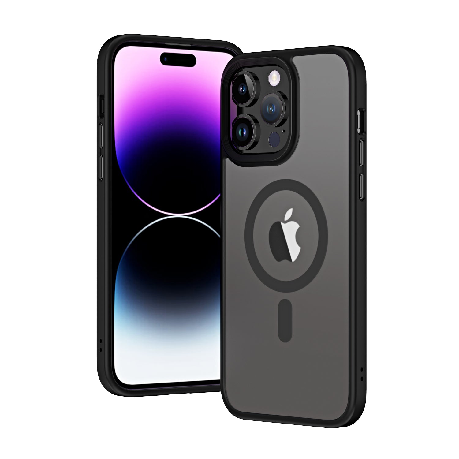 Apple iPhone 13 Pro Kılıf Wireless Şarj Özellikli Zore Hibrit M-safe Kapak Siyah
