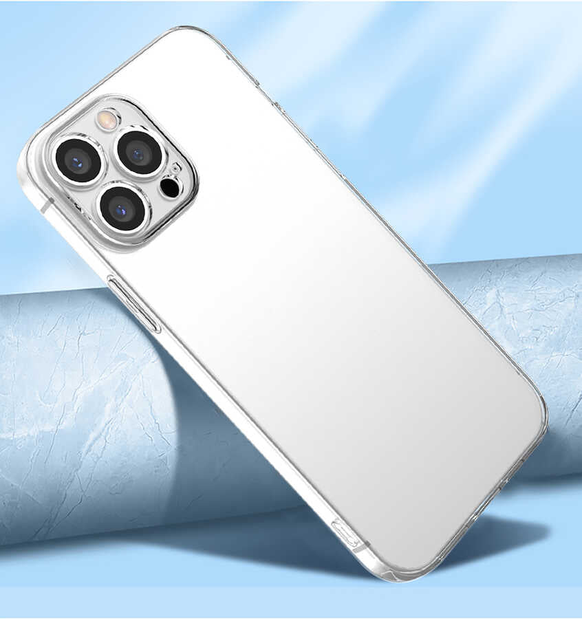 Apple iPhone 13 Pro Kılıf Zore Kamera Korumalı Süper Silikon Kapak Renksiz