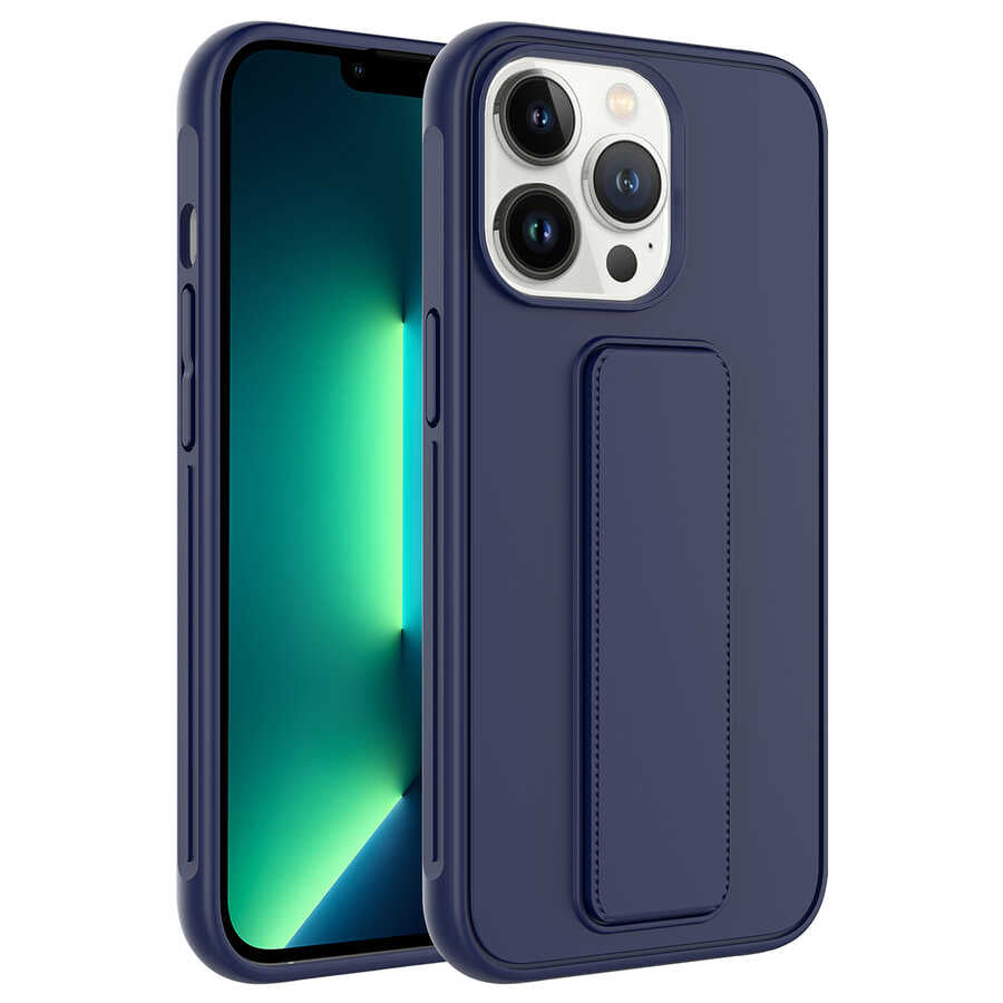 Apple iPhone 13 Pro Kılıf Zore Qstand Kapak Lacivert