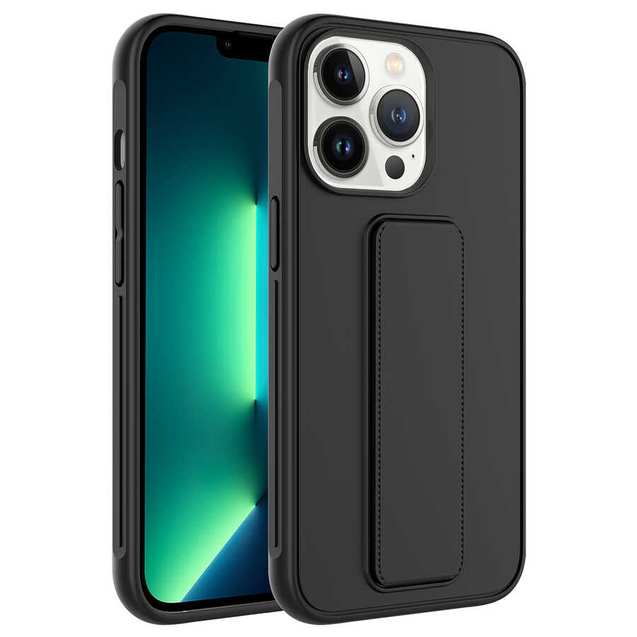 Apple iPhone 13 Pro Kılıf Zore Qstand Kapak Siyah