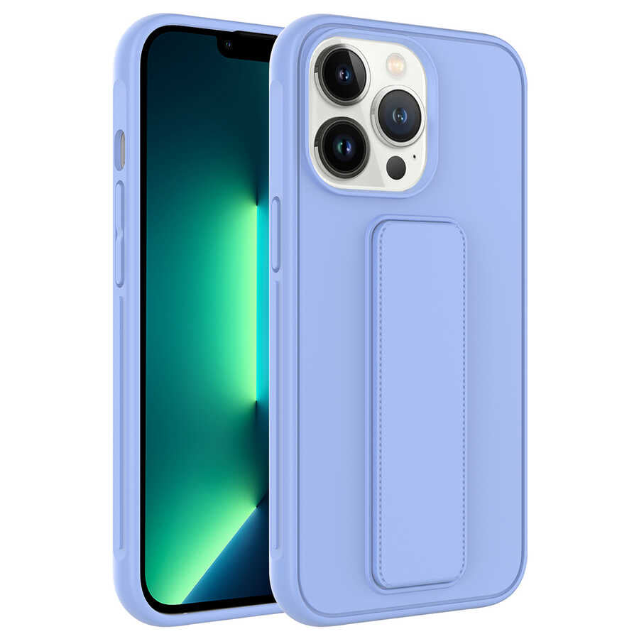 Apple iPhone 13 Pro Kılıf Zore Qstand Kapak Lila