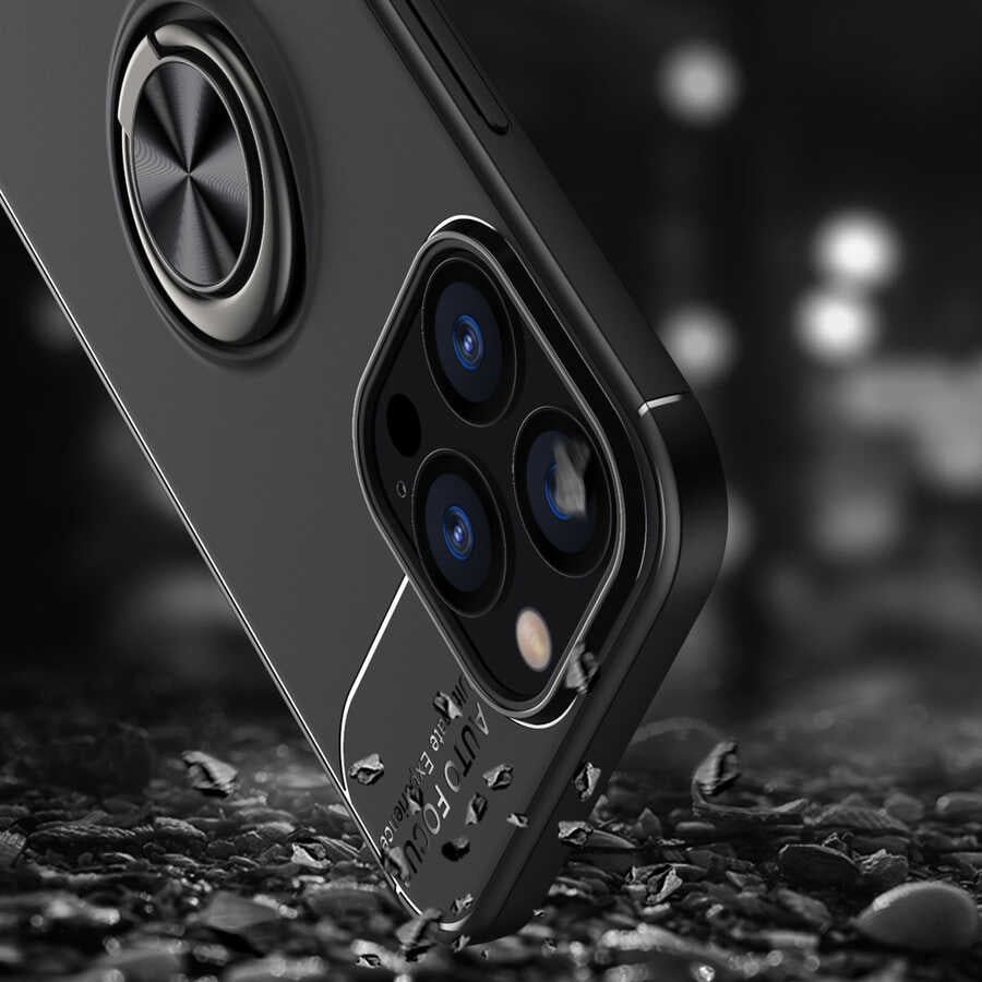 Apple iPhone 13 Pro Kılıf Zore Ravel Silikon Kapak Siyah-Kırmızı