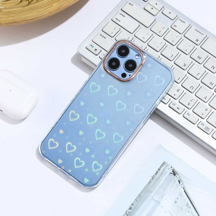 Apple iPhone 13 Pro Kılıf Zore Sidney Desenli Sert Kapak Heart No1